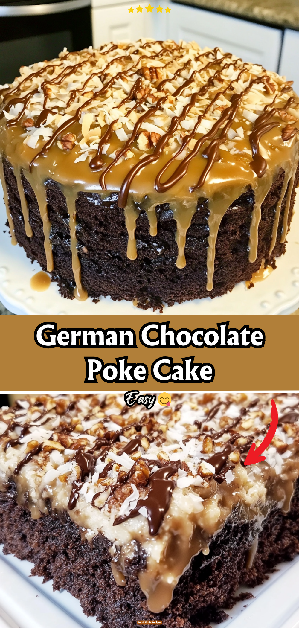 German Chocolate Poke Cake