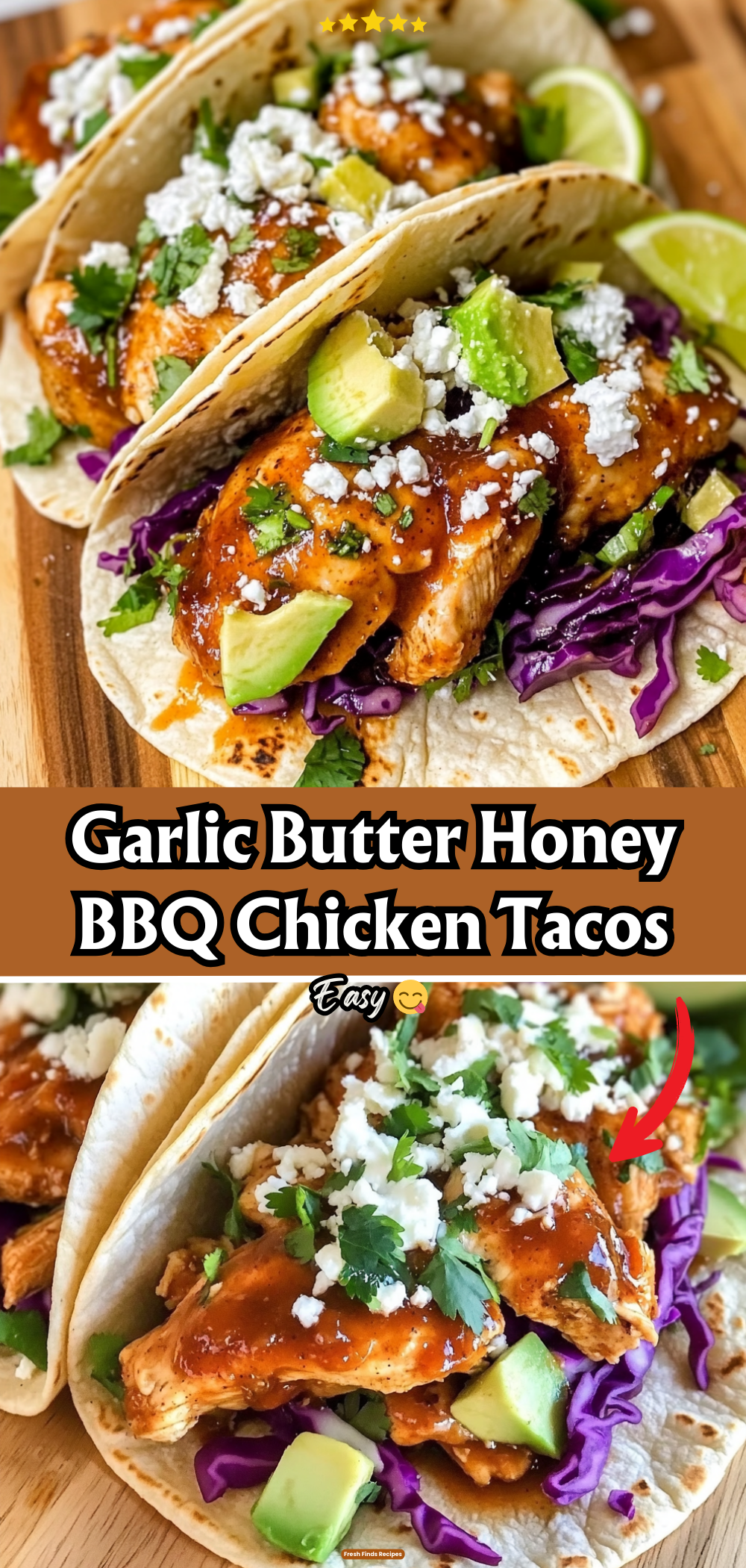 Garlic Butter Honey BBQ Chicken Tacos