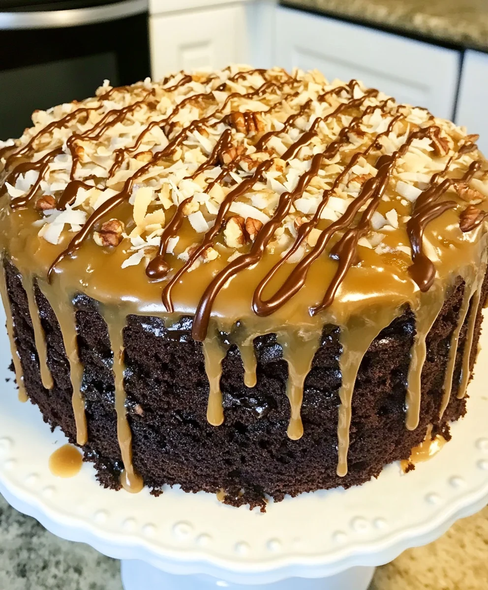 German Chocolate Poke Cake