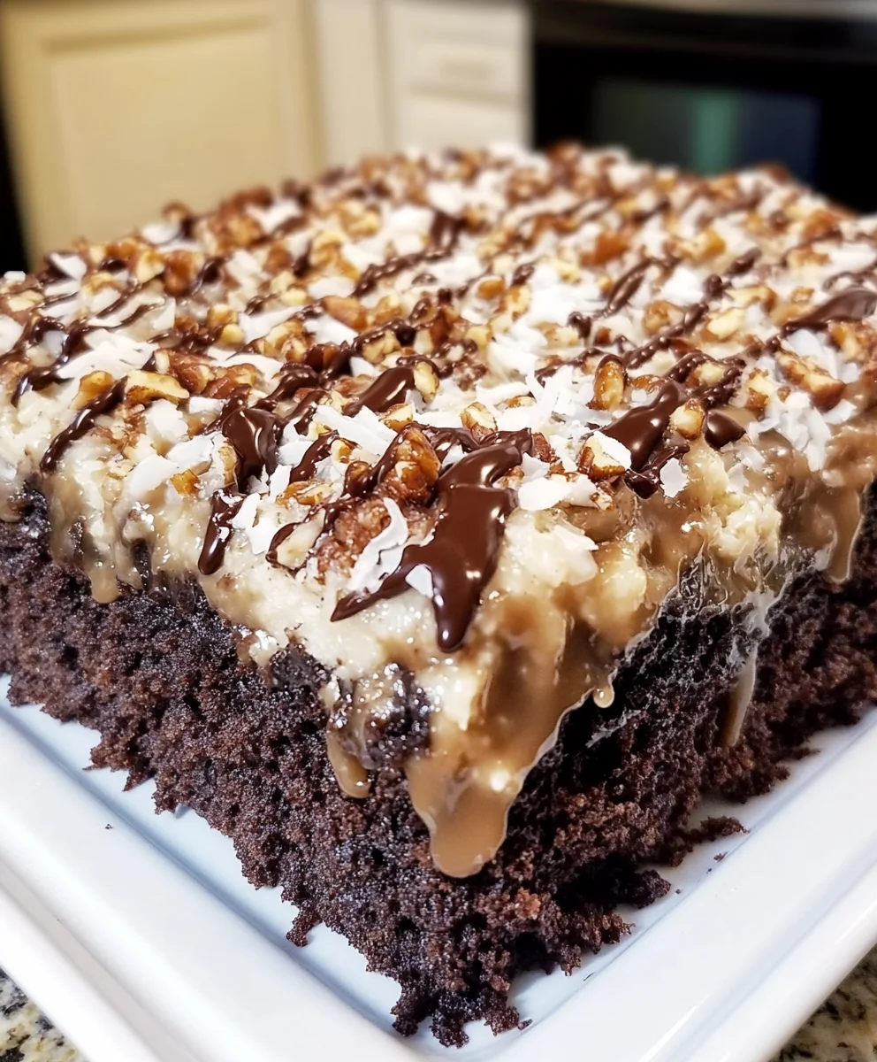 German Chocolate Poke Cake