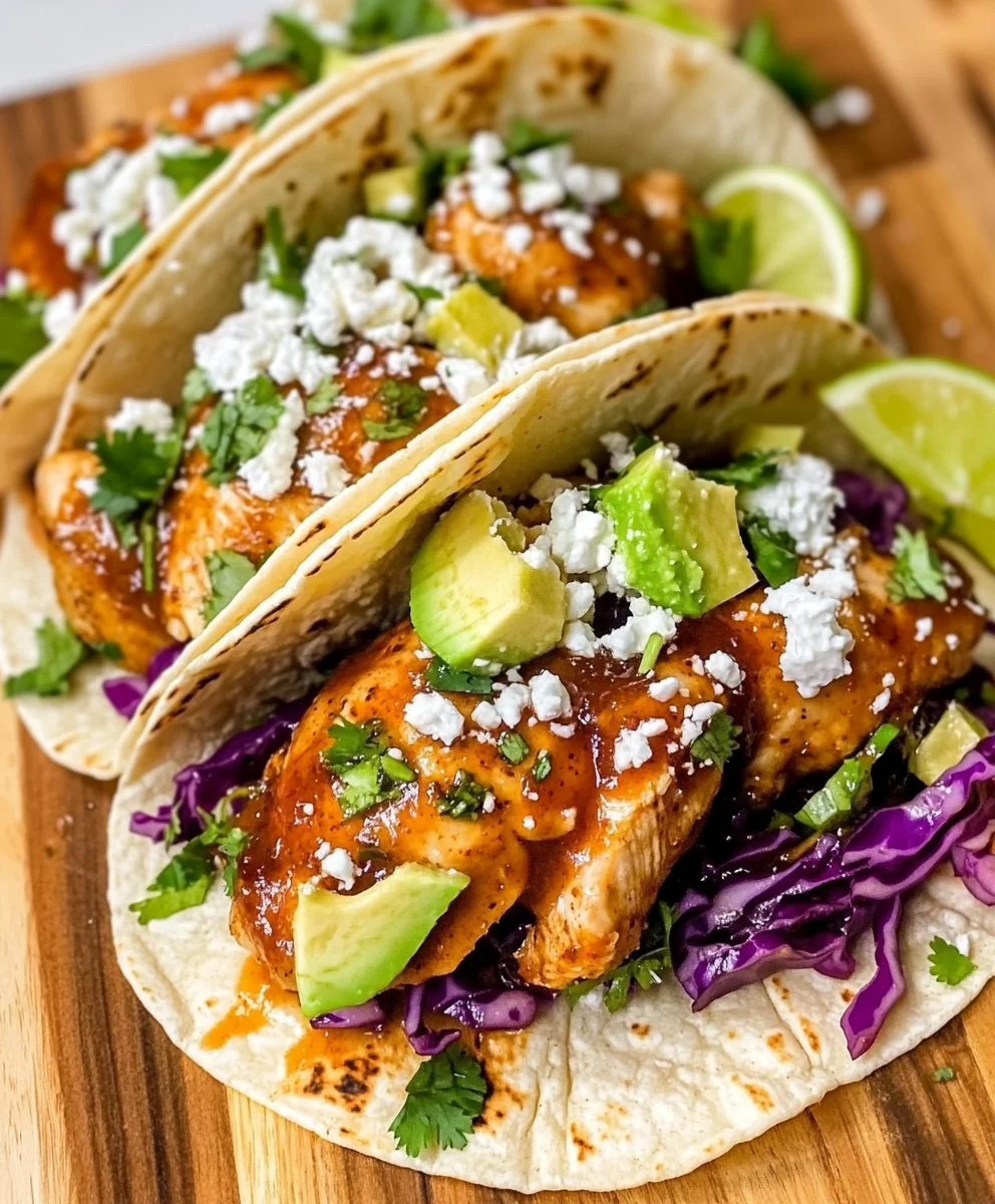 Garlic Butter Honey BBQ Chicken Tacos