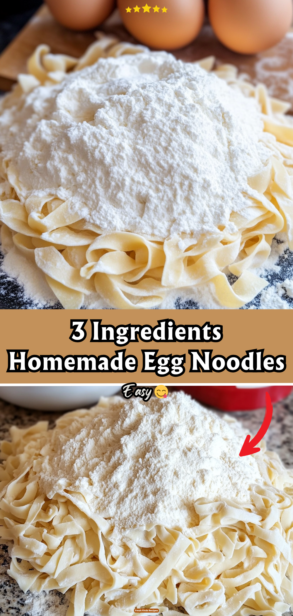 3 Ingredients Homemade Egg Noodles