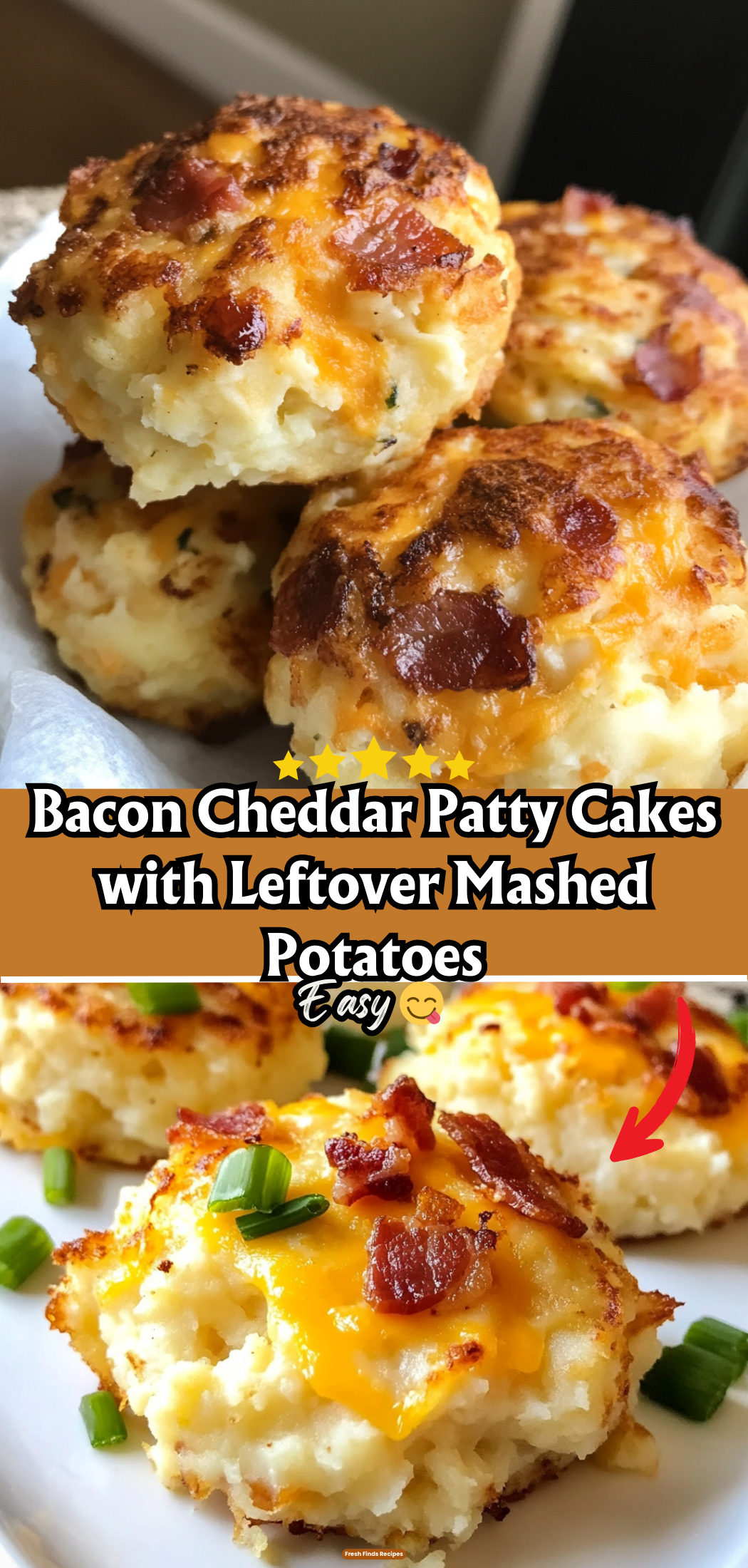 Bacon Cheddar Patty Cakes with Leftover Mashed Potatoes
