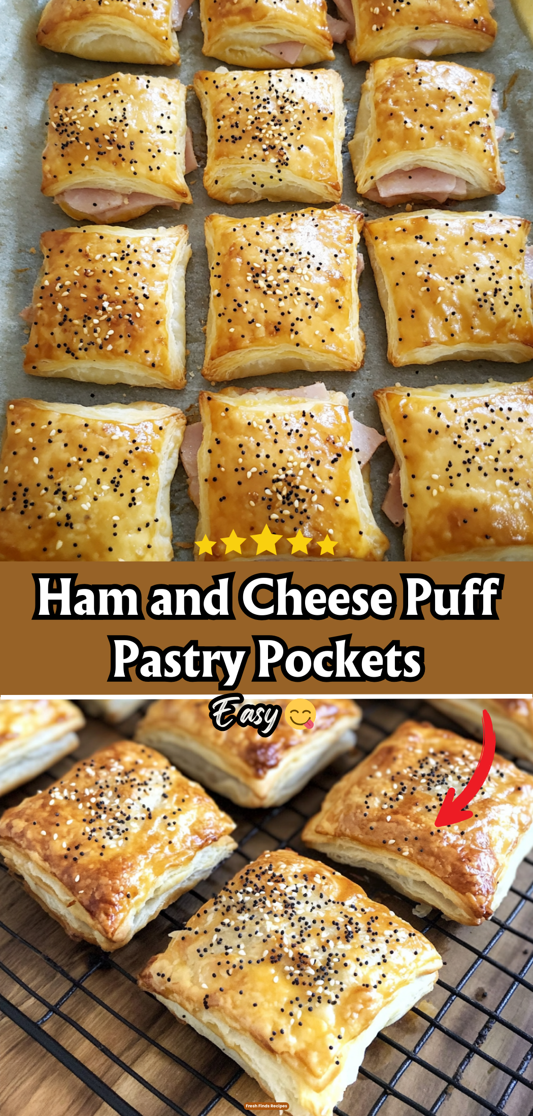 Ham and Cheese Puff Pastry Pockets