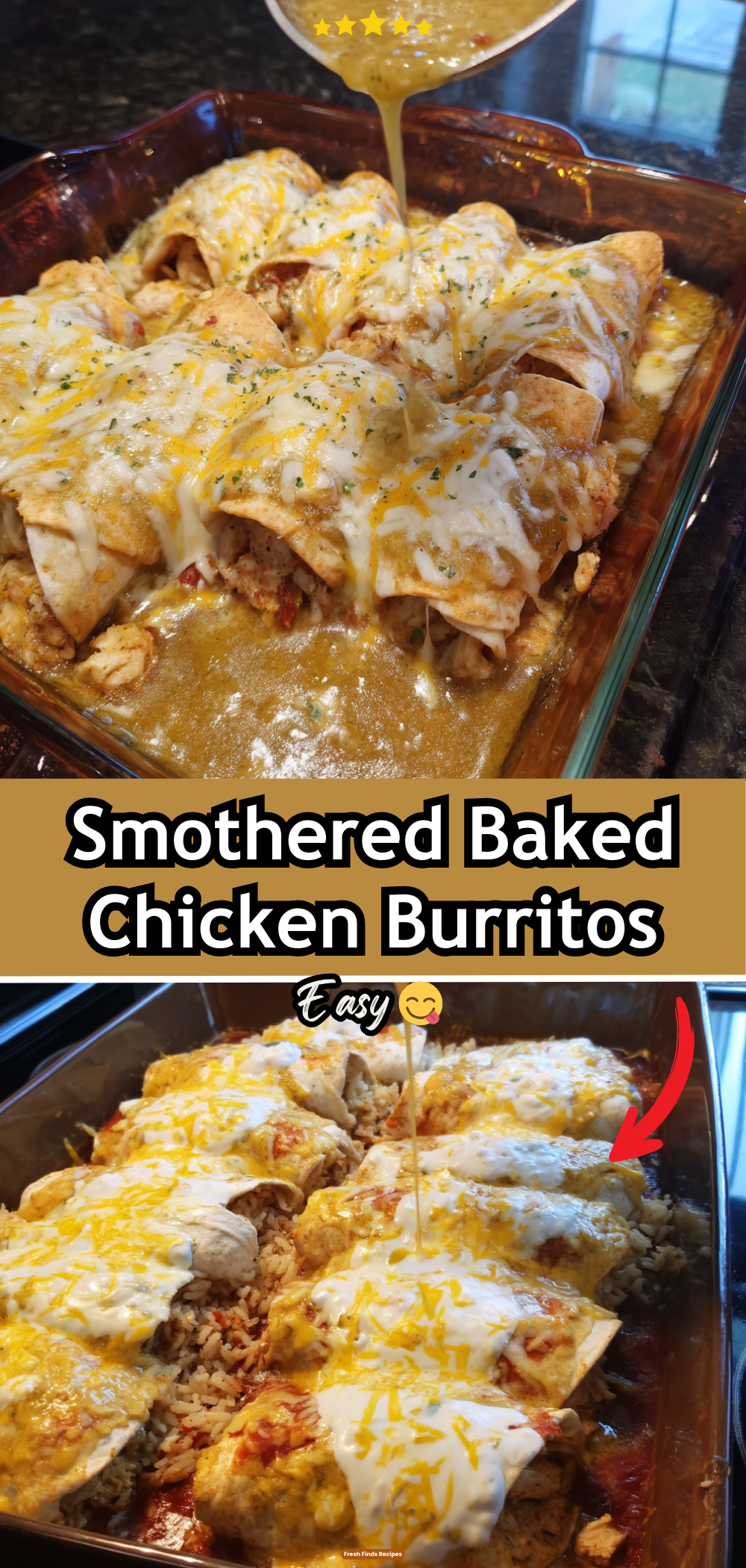 Smothered Baked Chicken Burritos
