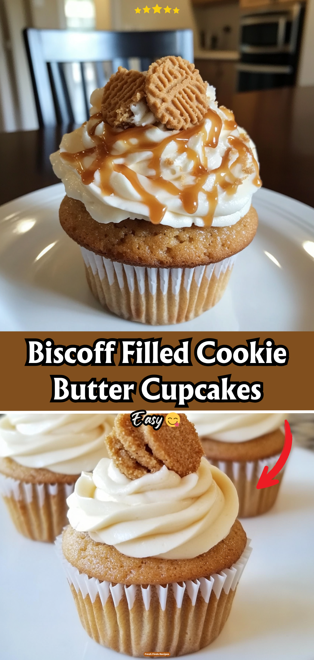 Biscoff Filled Cookie Butter Cupcakes