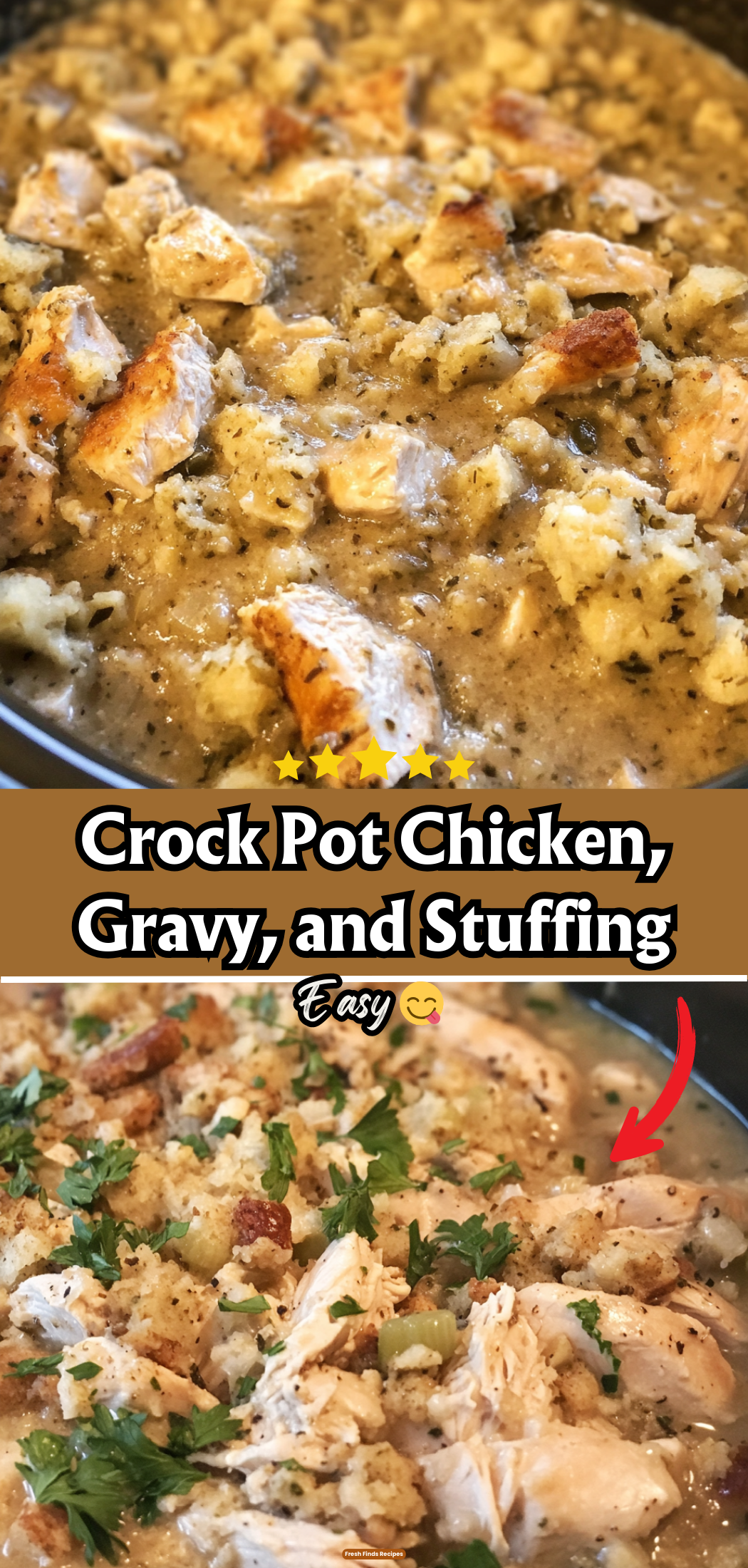 Crock Pot Chicken, Gravy, and Stuffing