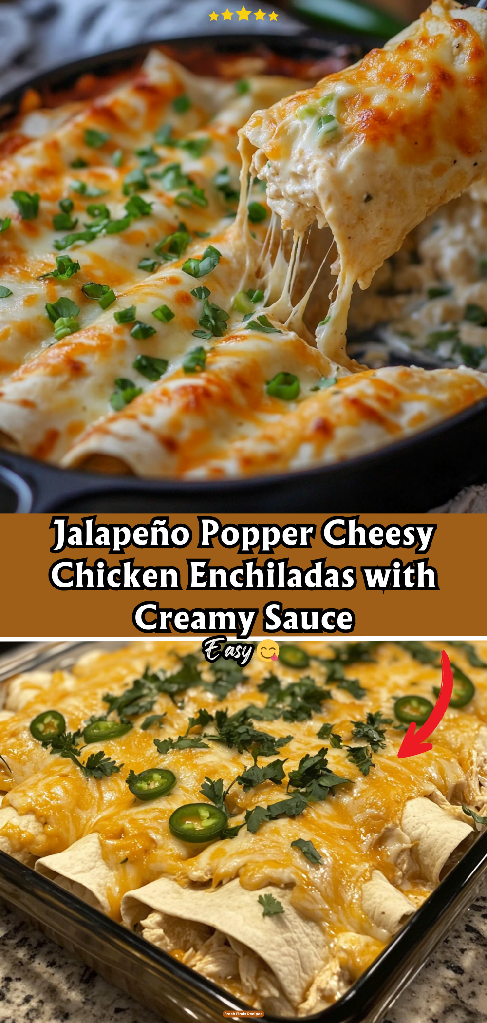 Jalapeño Popper Cheesy Chicken Enchiladas with Creamy Sauce