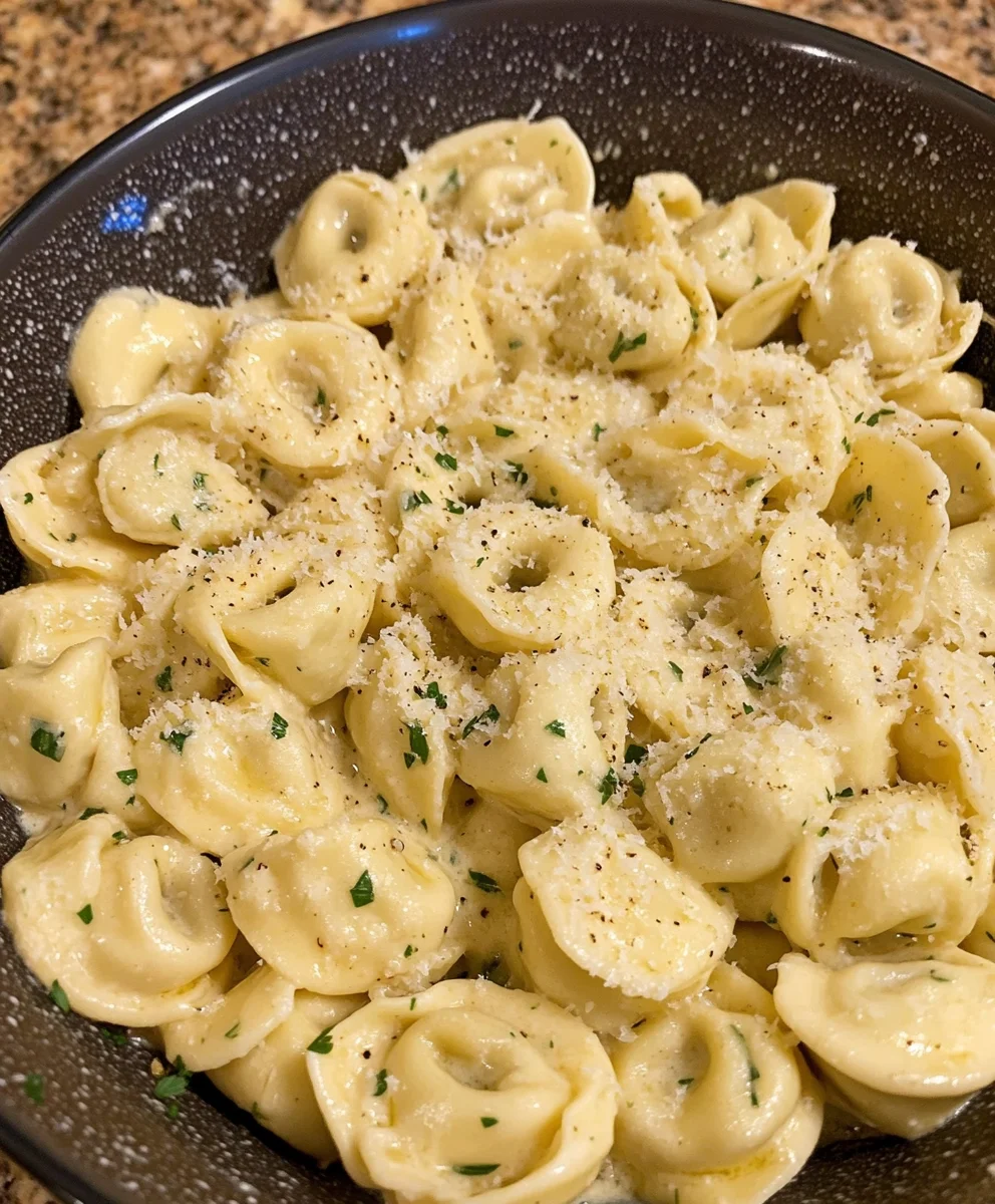 Easy Roasted Garlic Alfredo Tortellini