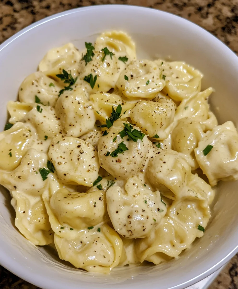 Easy Roasted Garlic Alfredo Tortellini