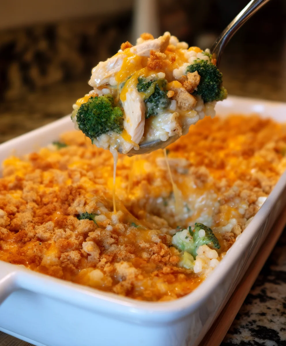 Broccoli, Rice, Cheese, and Chicken Casserole