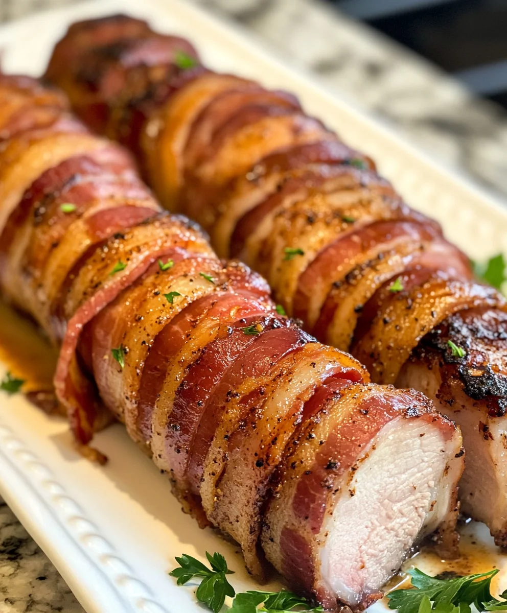 Brown Sugar Bacon Wrapped Pork Tenderloin