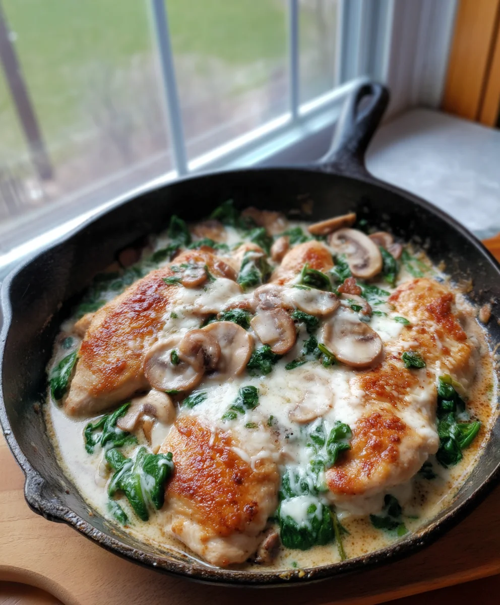 Spinach and Mushroom Smothered Chicken