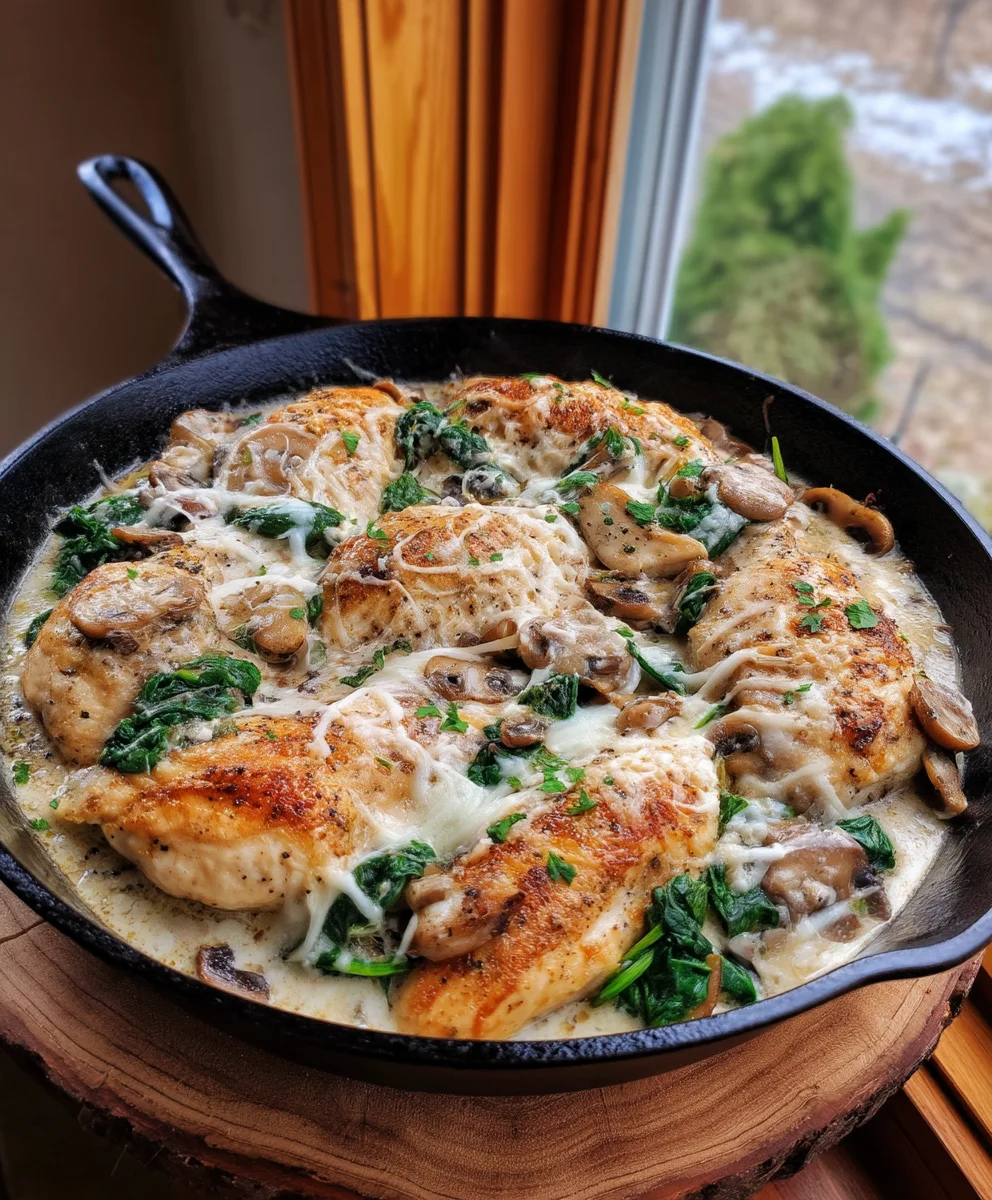 Spinach and Mushroom Smothered Chicken