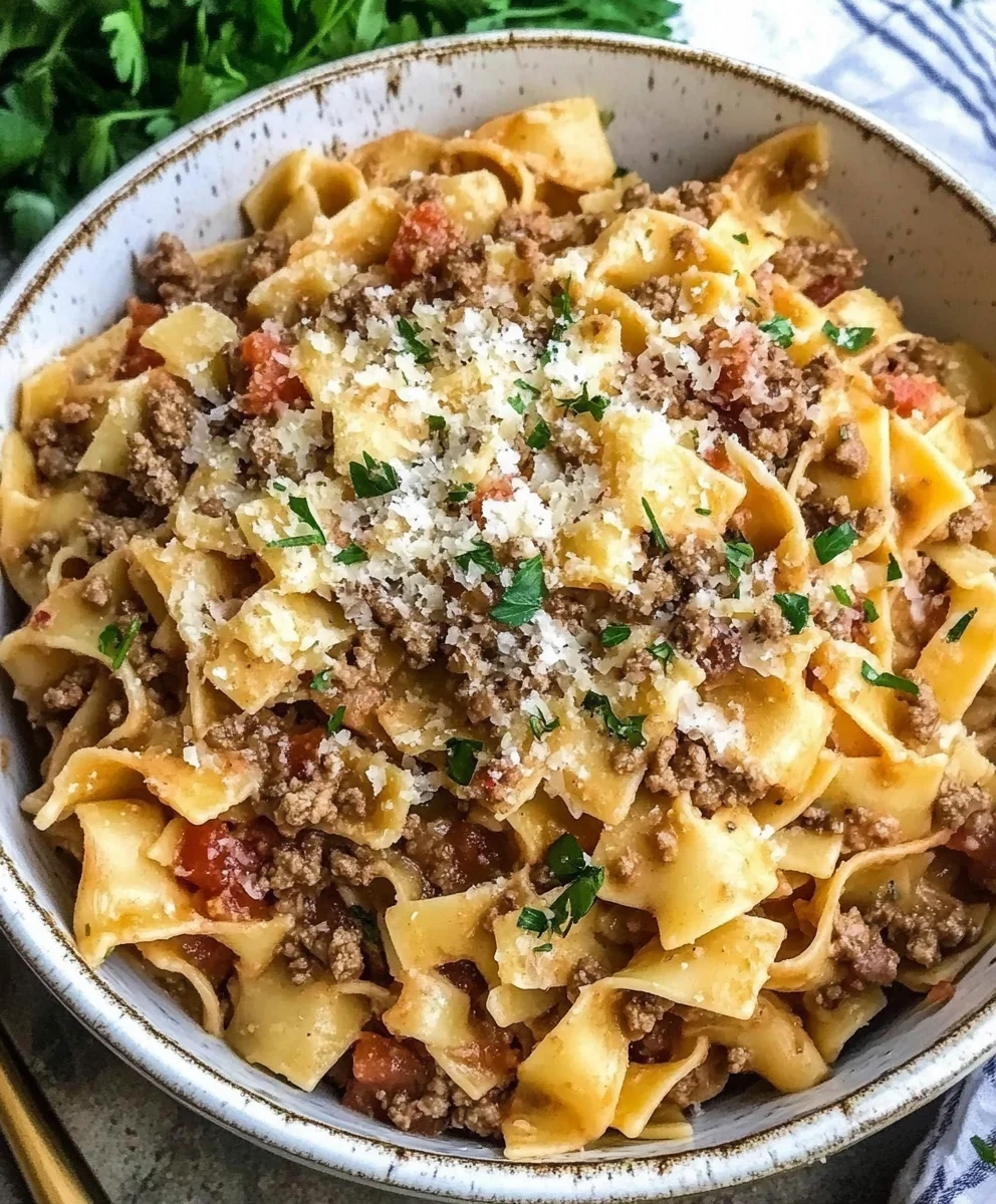 One-Pot Creamy Beef and Garlic Butter Pasta