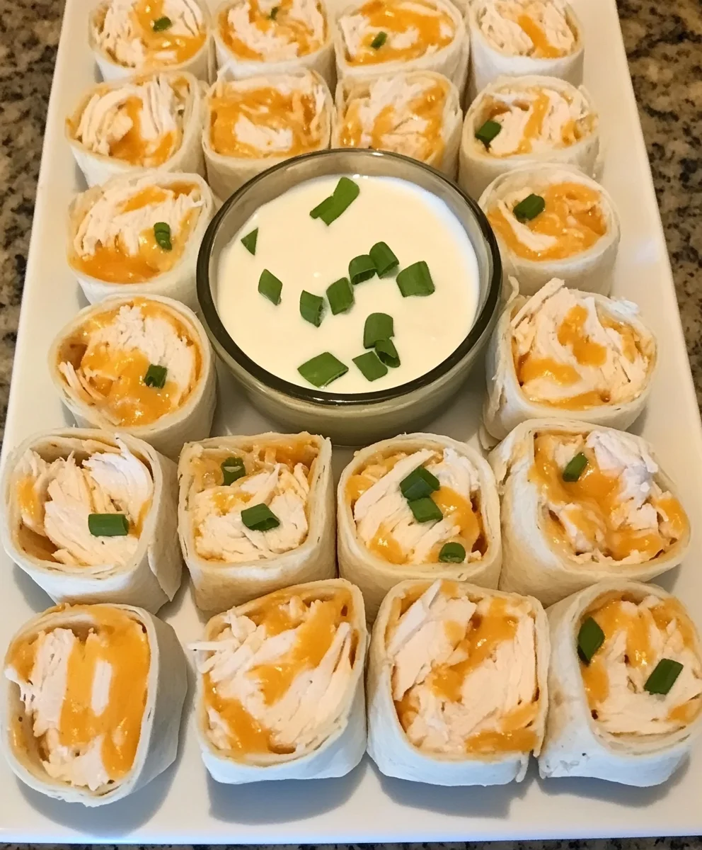 Buffalo Chicken Ranch Tortilla Roll Ups