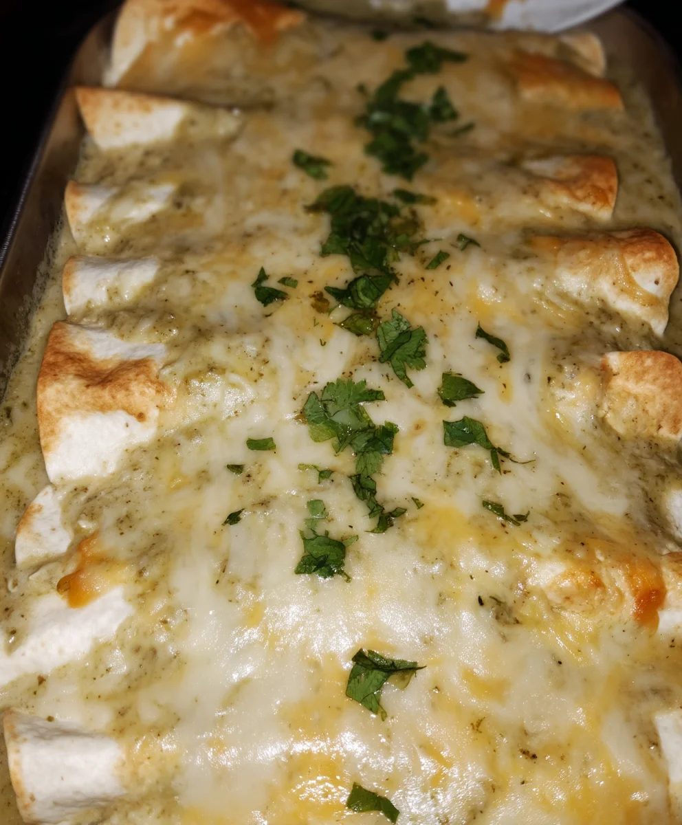 Chicken & Cheese Enchiladas with Green Chili