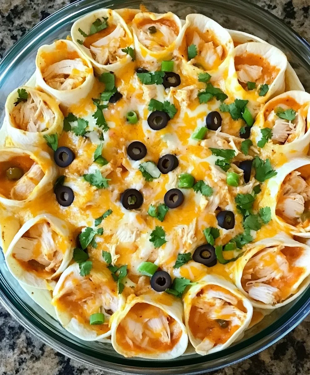 Chicken Enchilada Dip Roll-Ups