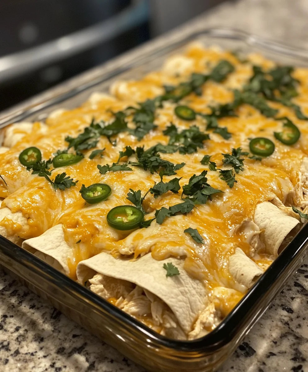 Jalapeño Popper Cheesy Chicken Enchiladas with Creamy Sauce