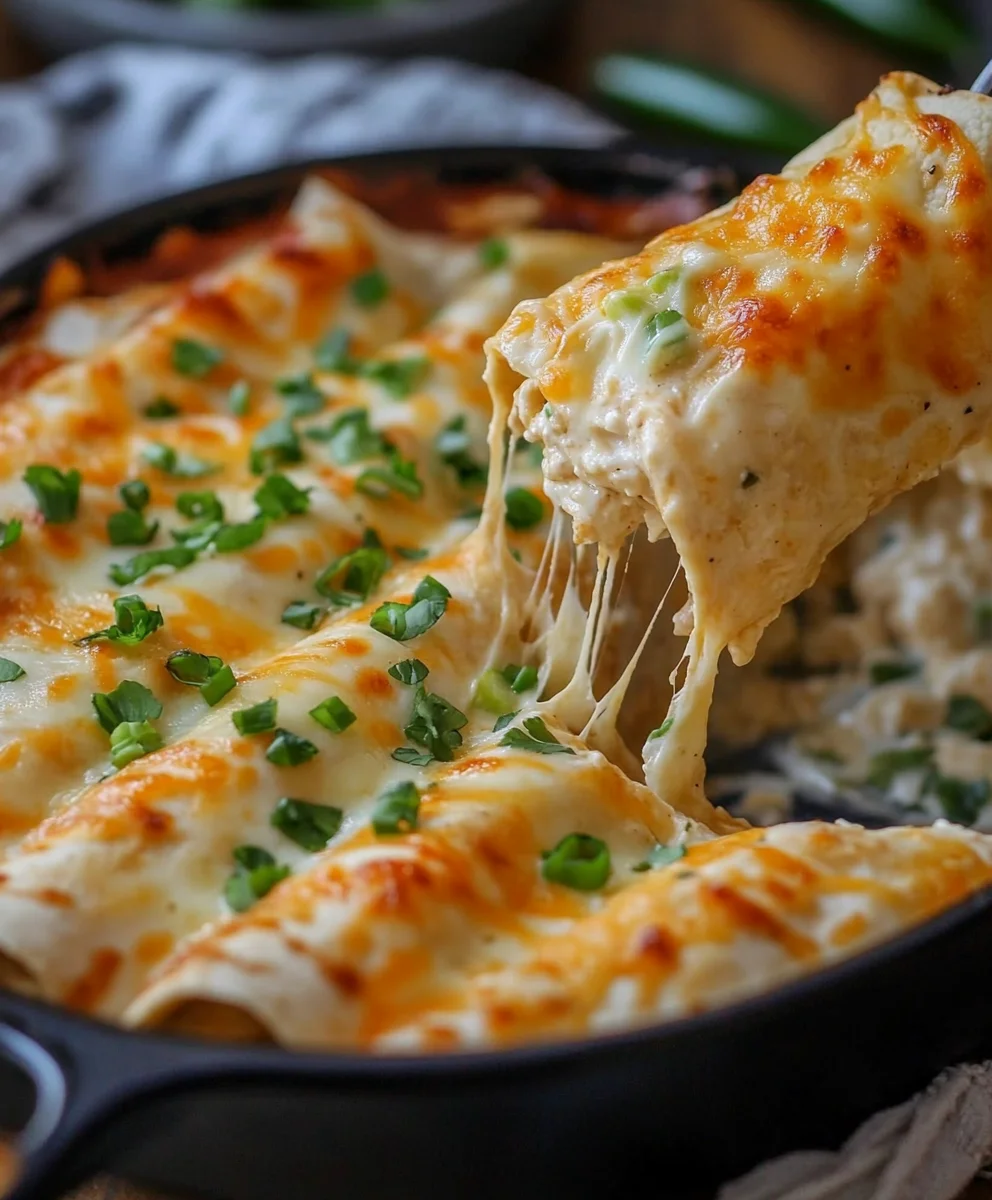 Jalapeño Popper Cheesy Chicken Enchiladas with Creamy Sauce