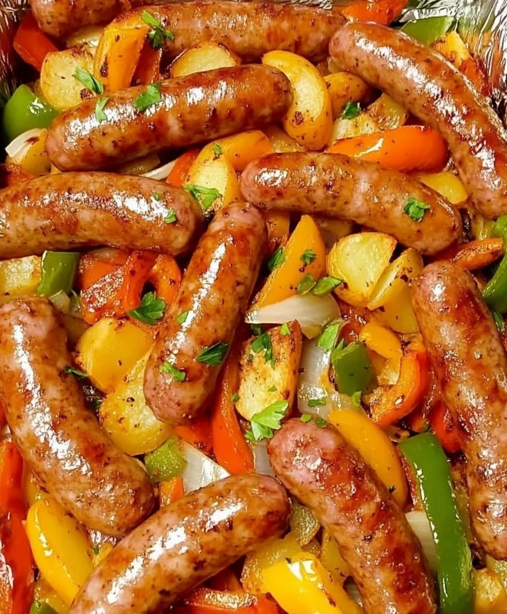 Oven-roasted Sausages, Potatoes, and Peppers