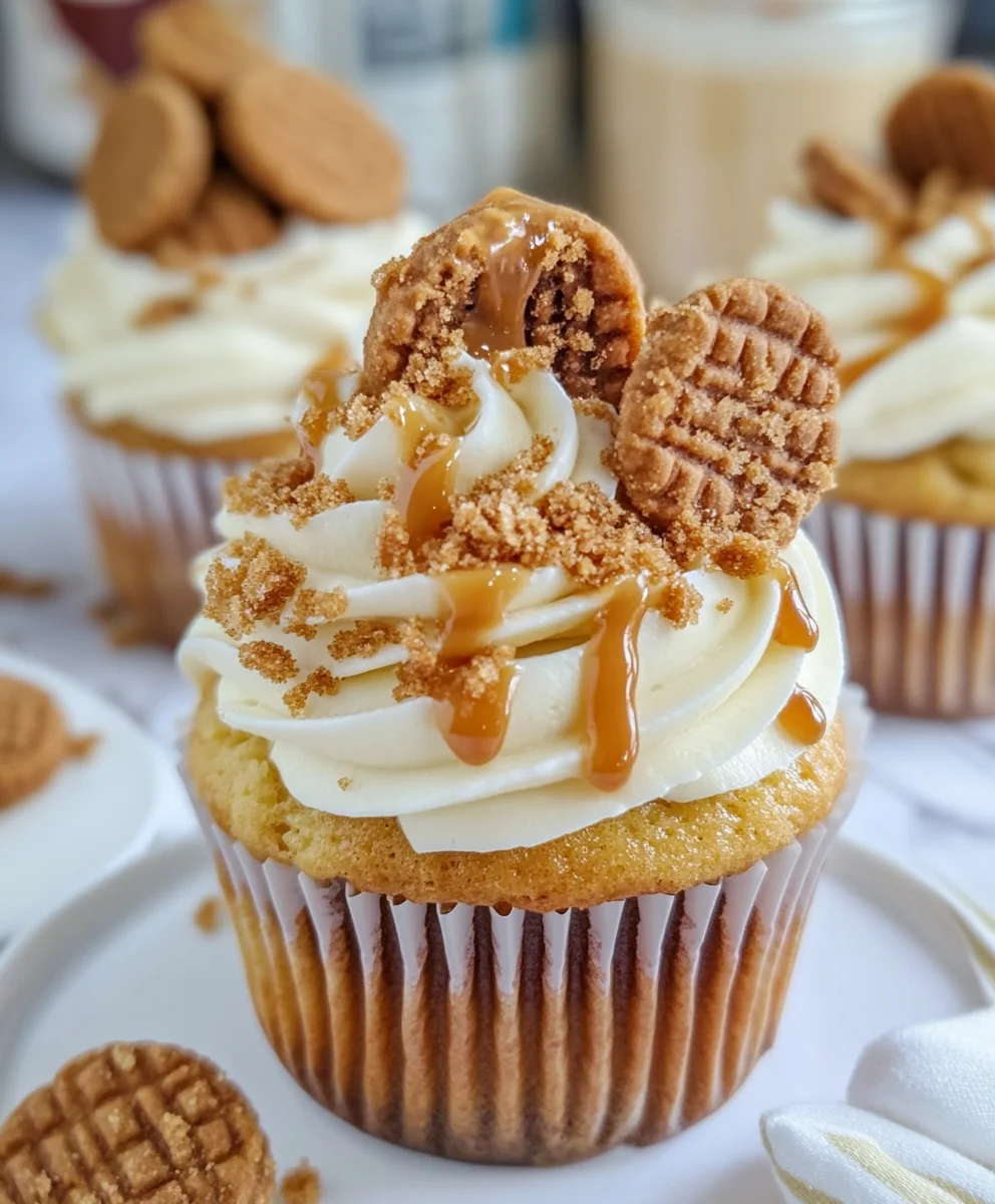Biscoff Filled Cookie Butter Cupcakes