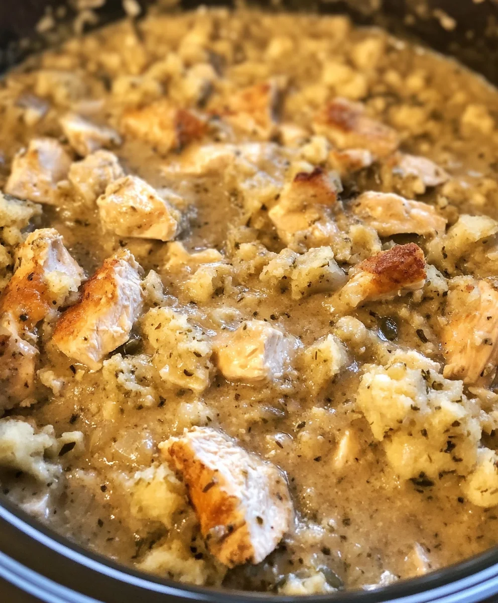 Crock Pot Chicken, Gravy, and Stuffing