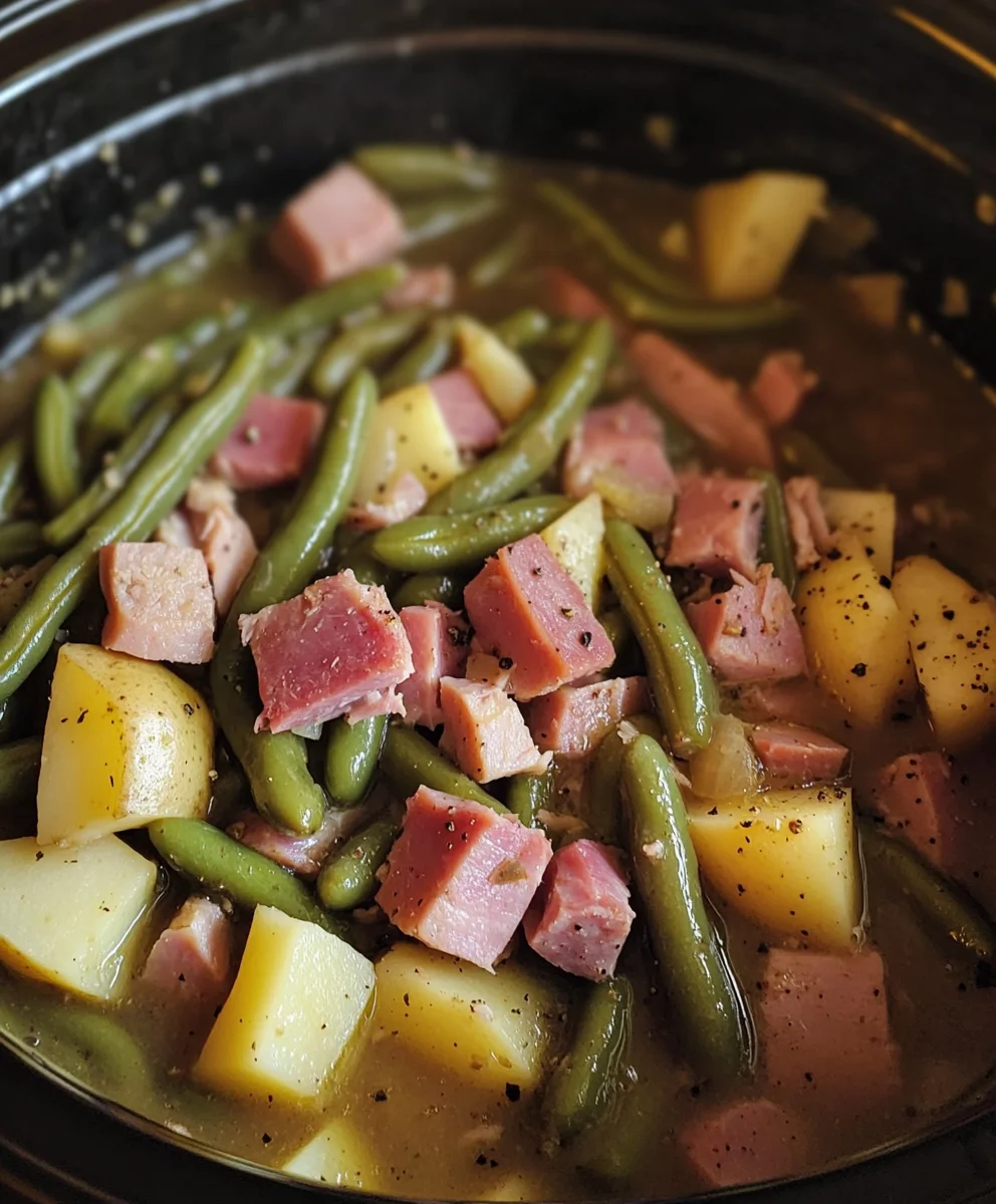 Crockpot Ham Green Beans and Potatoes