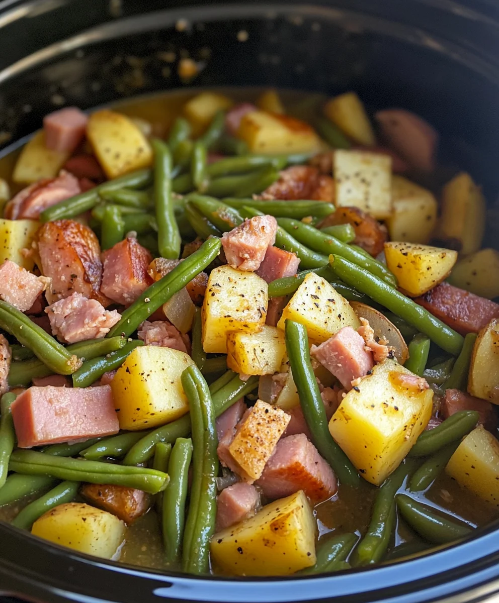 Crockpot Ham Green Beans and Potatoes