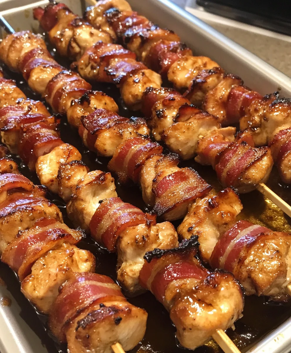 Bacon-Wrapped Teriyaki Chicken Skewers