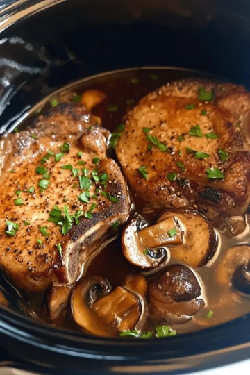 Crock Pot Pork Chops and Mushrooms