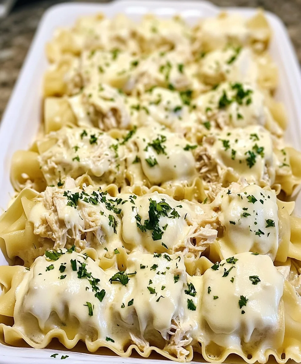 Chicken Alfredo Lasagna Rolls