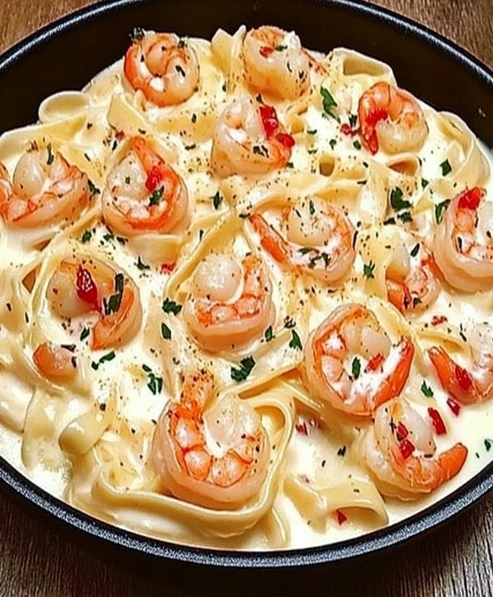 Cheesy Garlic Shrimp Alfredo