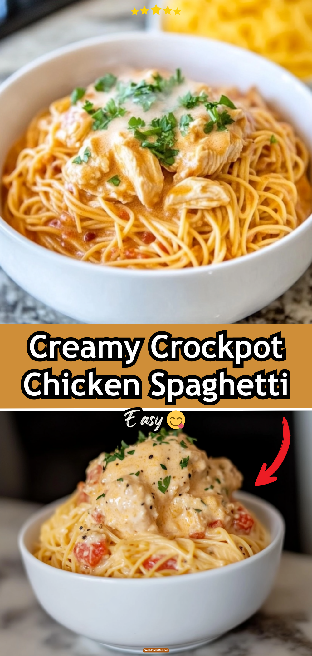 Creamy Crockpot Chicken Spaghetti
