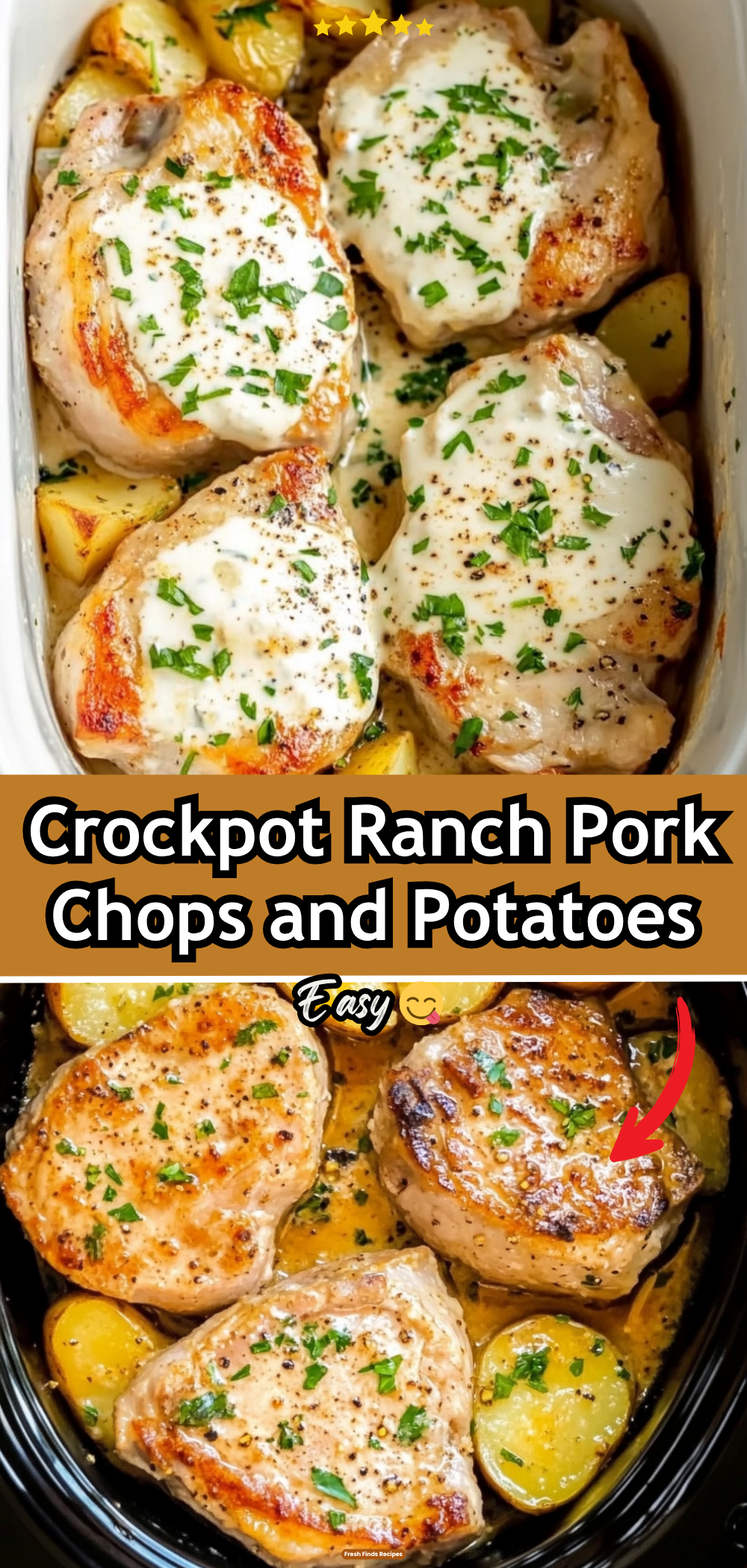 Crockpot Ranch Pork Chops and Potatoes