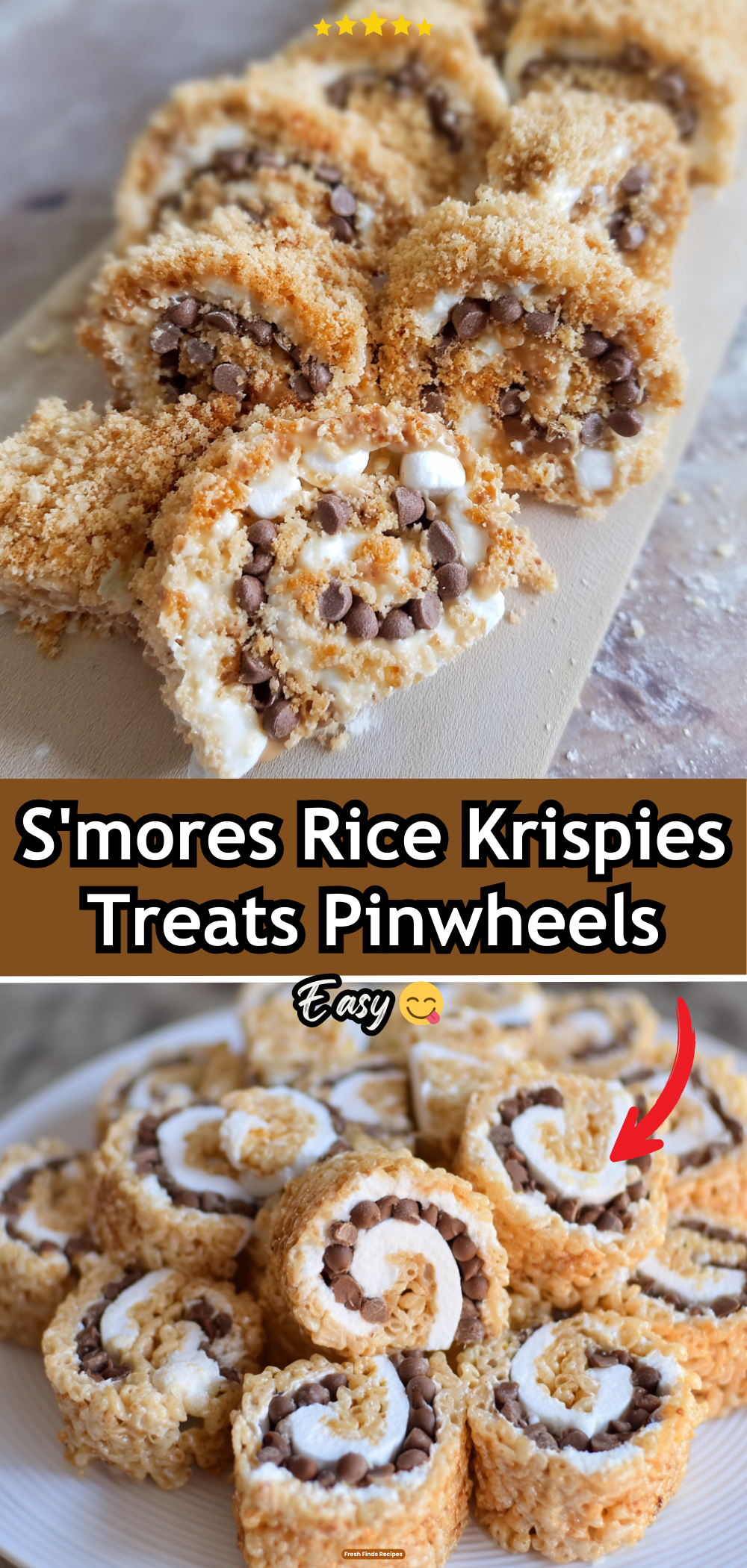 S\'mores Rice Krispies Treats Pinwheels