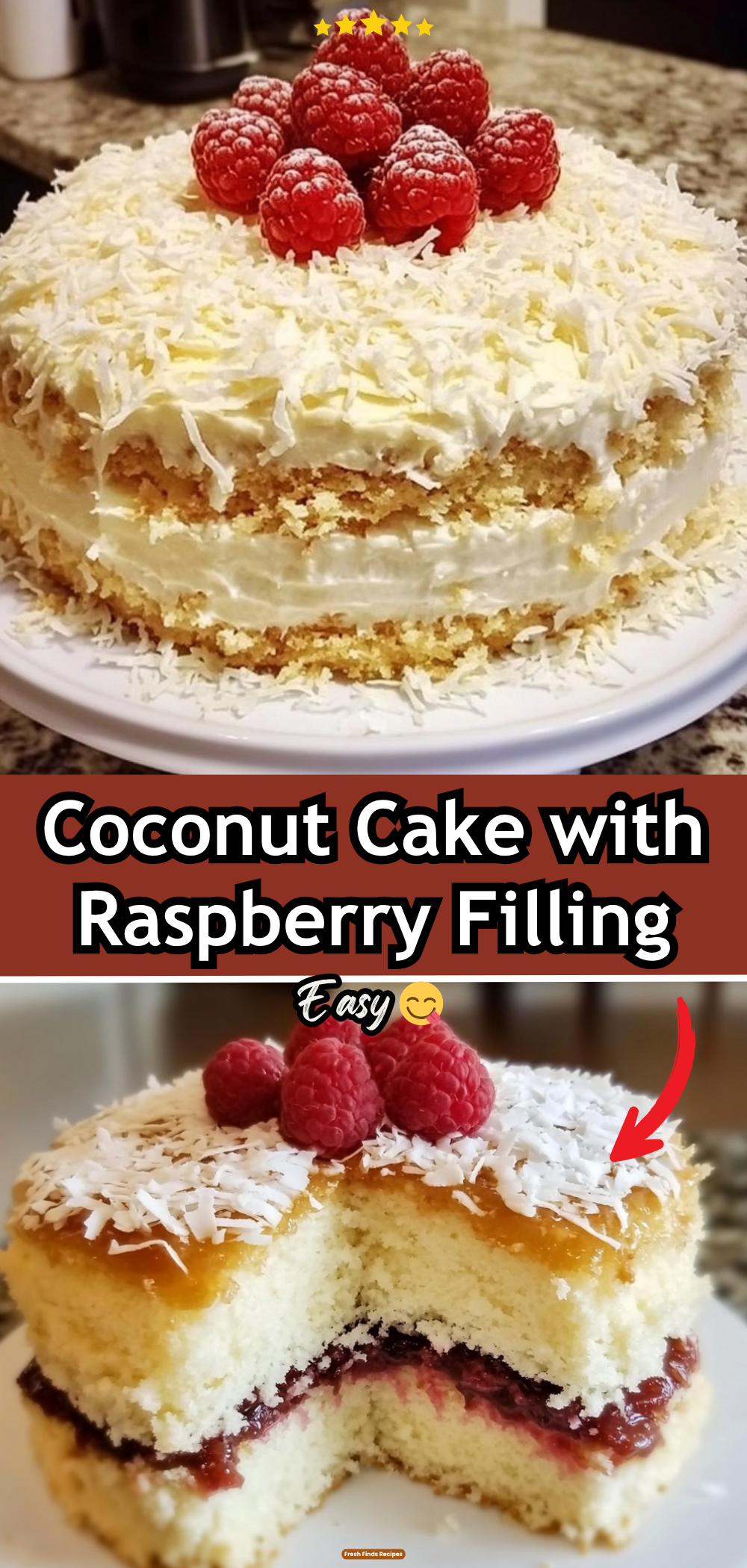 Coconut Cake with Raspberry Filling