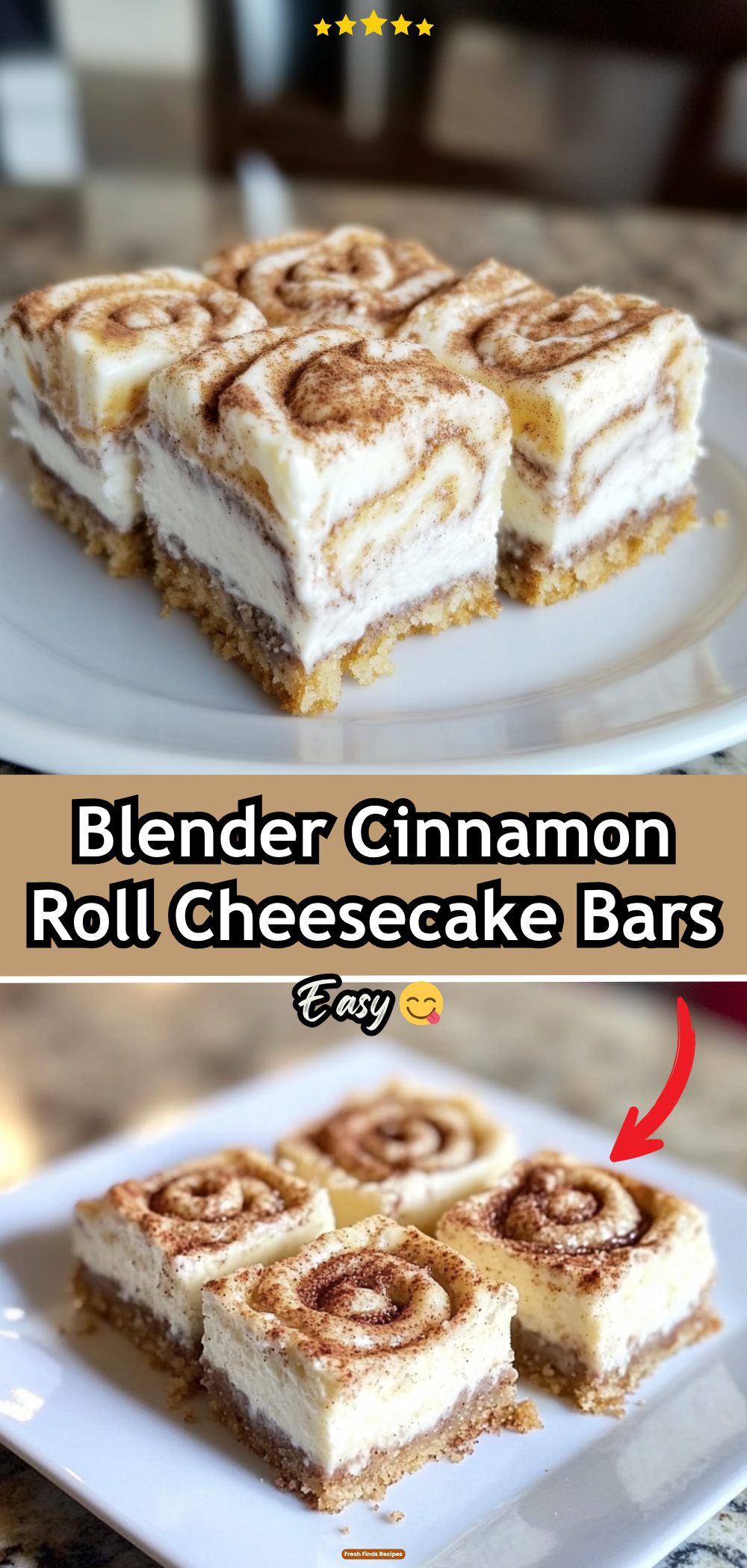 Blender Cinnamon Roll Cheesecake Bars
