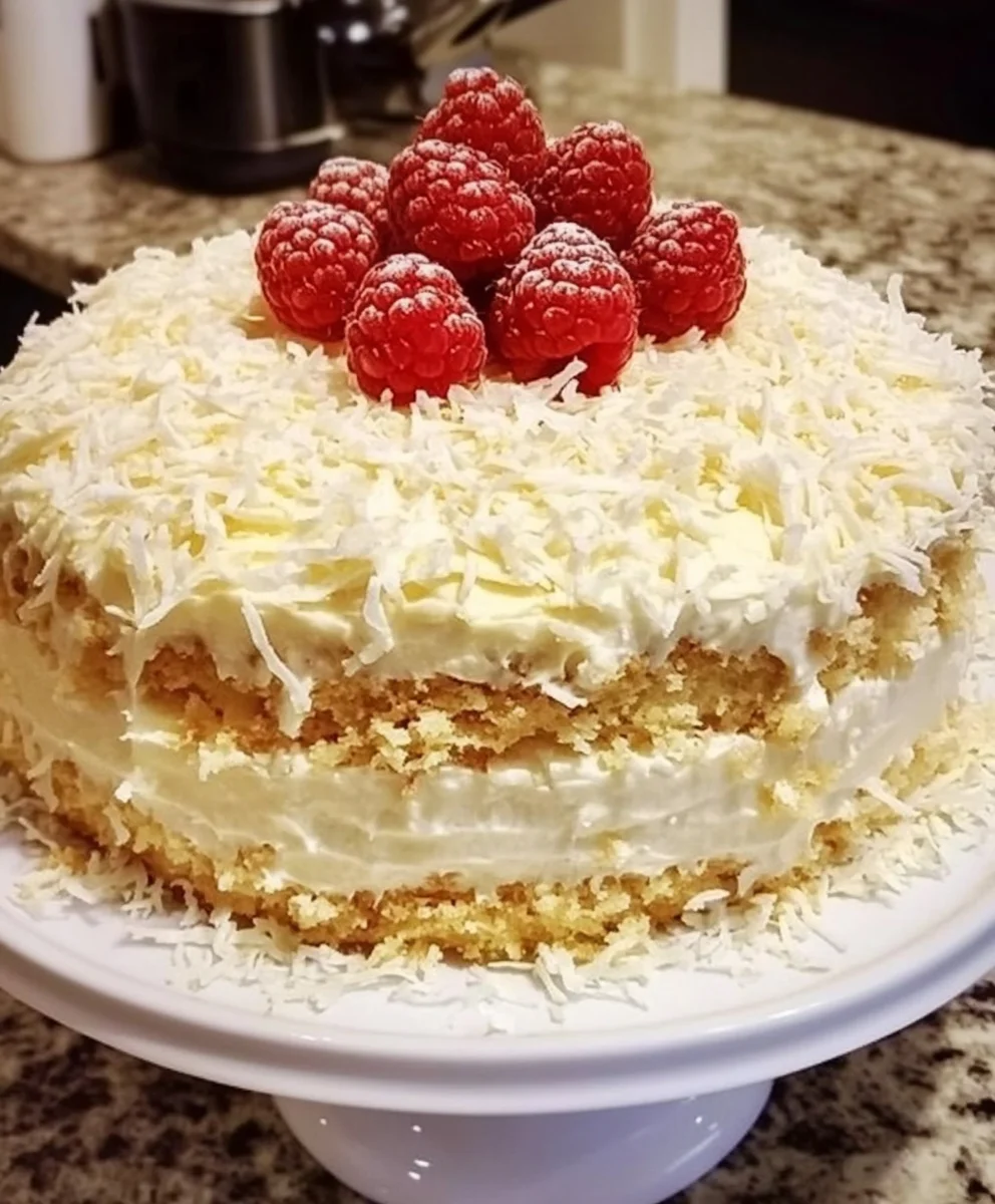 Coconut Cake with Raspberry Filling 37 Coconut Cake with Raspberry Filling