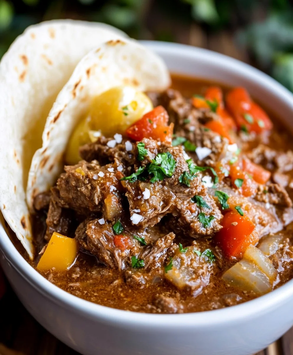 Carne Guisada with Flour Tortillas