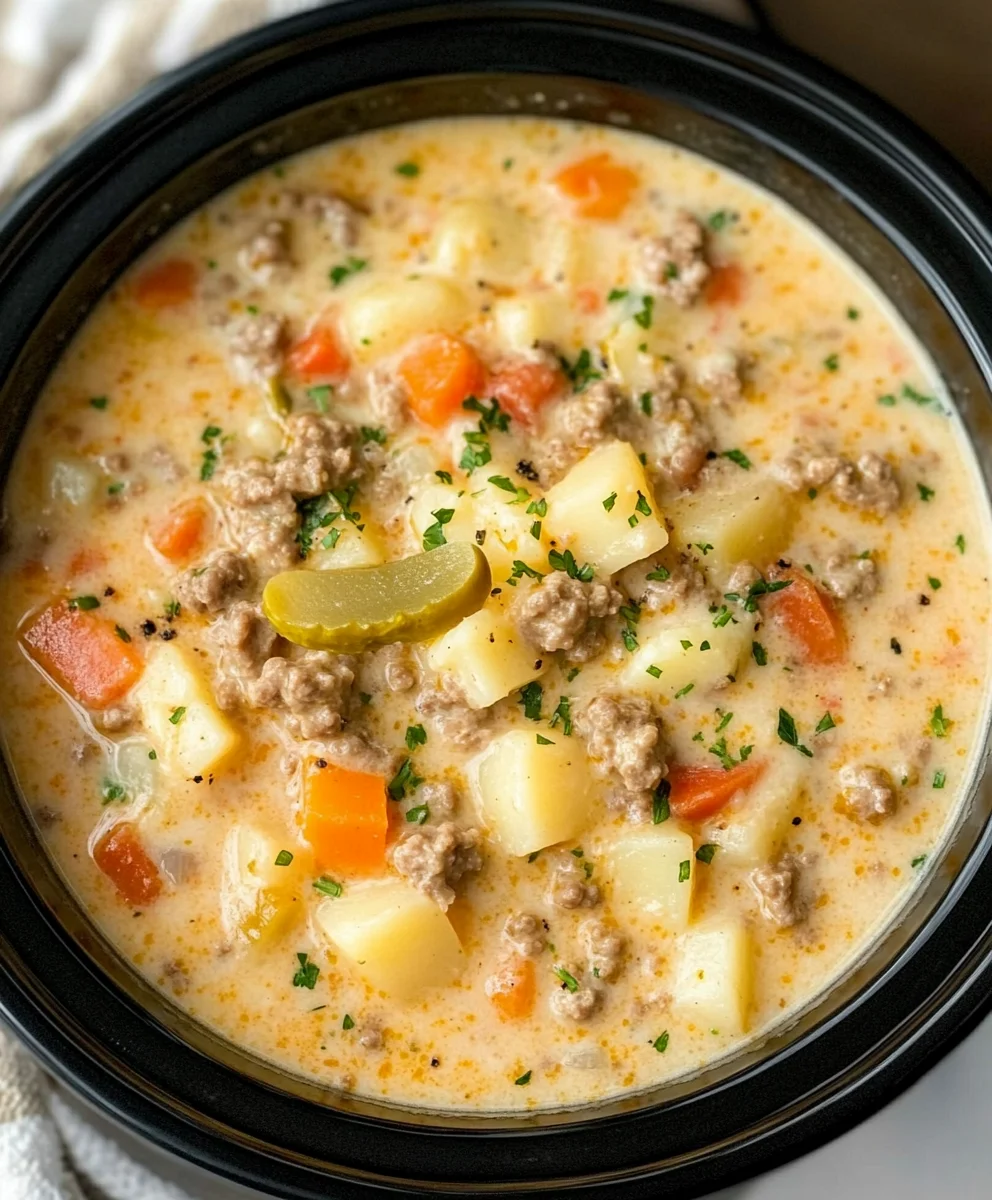 Extra Creamy Slow Cooker Cheeseburger Soup