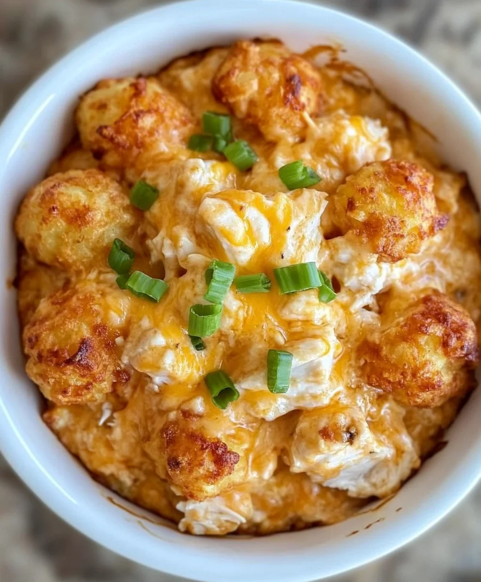Cheesy Chicken Tater Tot Casserole in the Crockpot