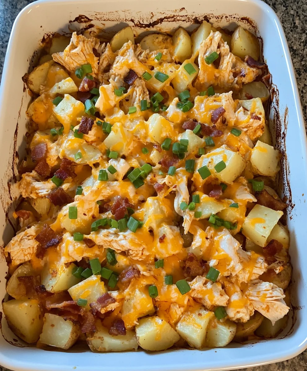 Loaded Potato and Buffalo Chicken Casserole