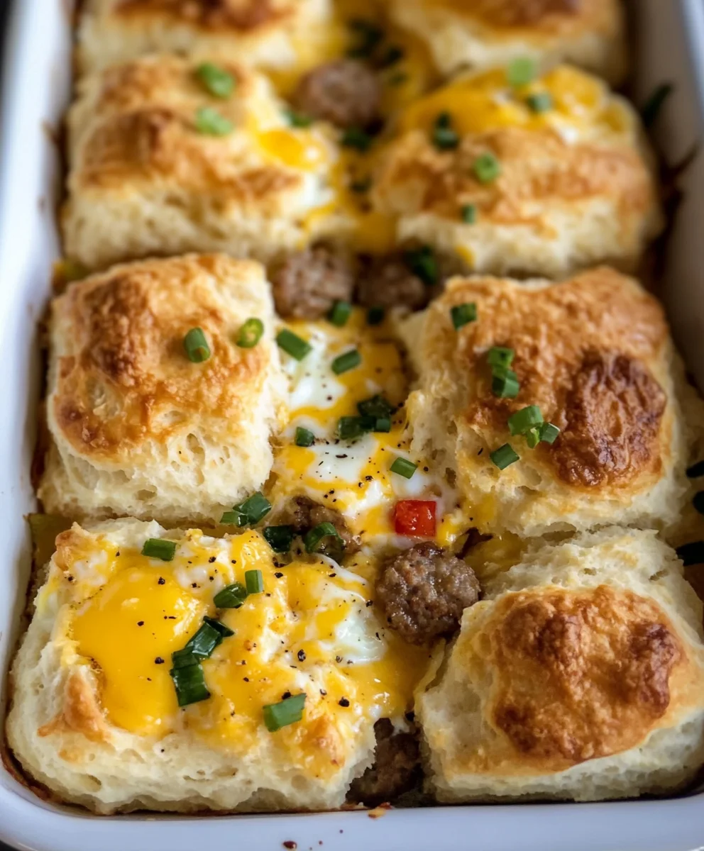 Baked Sausage Egg and Biscuits