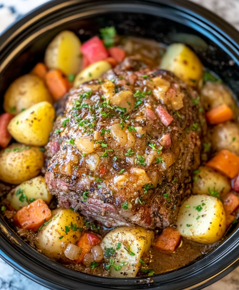 Slow Cooker Top Round Roast with Potatoes & Vegetables