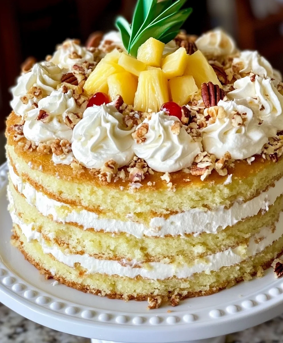 Hawaiian Wedding Cake with Whipped Cream-Cream Cheese Frosting