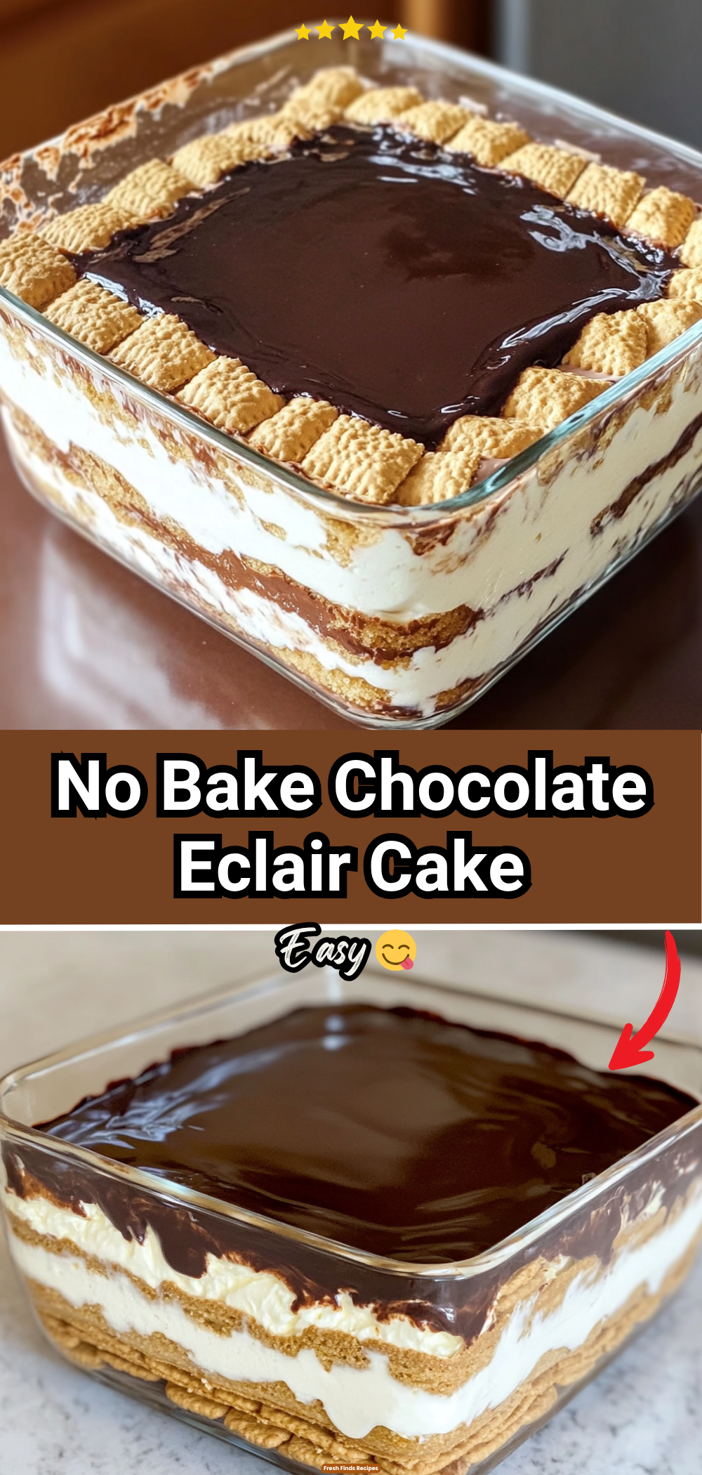 No Bake Chocolate Eclair Cake
