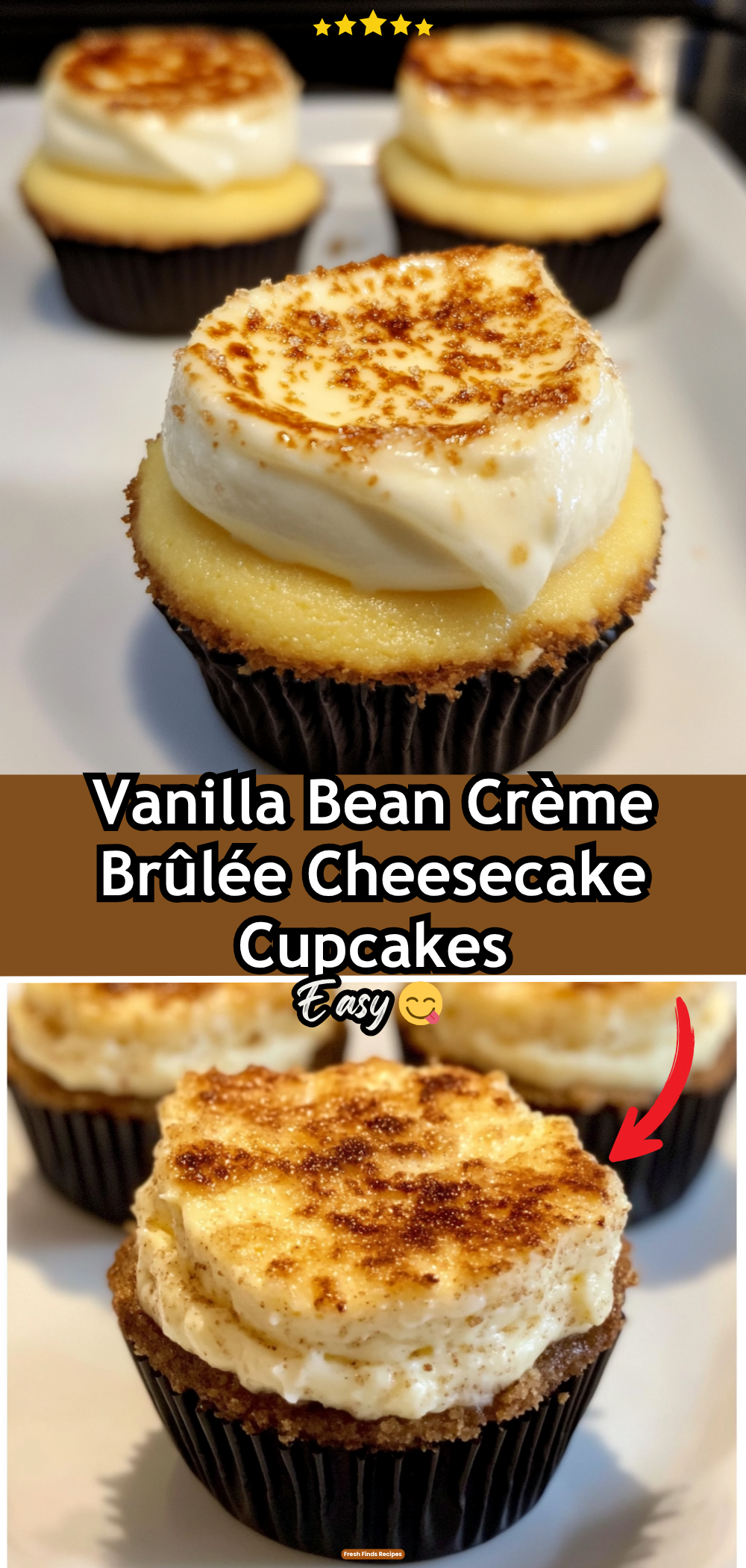 Vanilla Bean Crème Brûlée Cheesecake Cupcakes