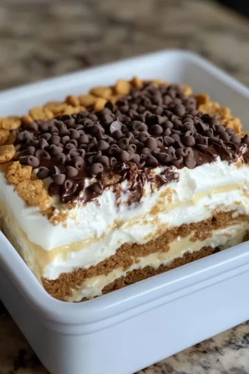 Peanut Butter Chocolate Eclair Cake