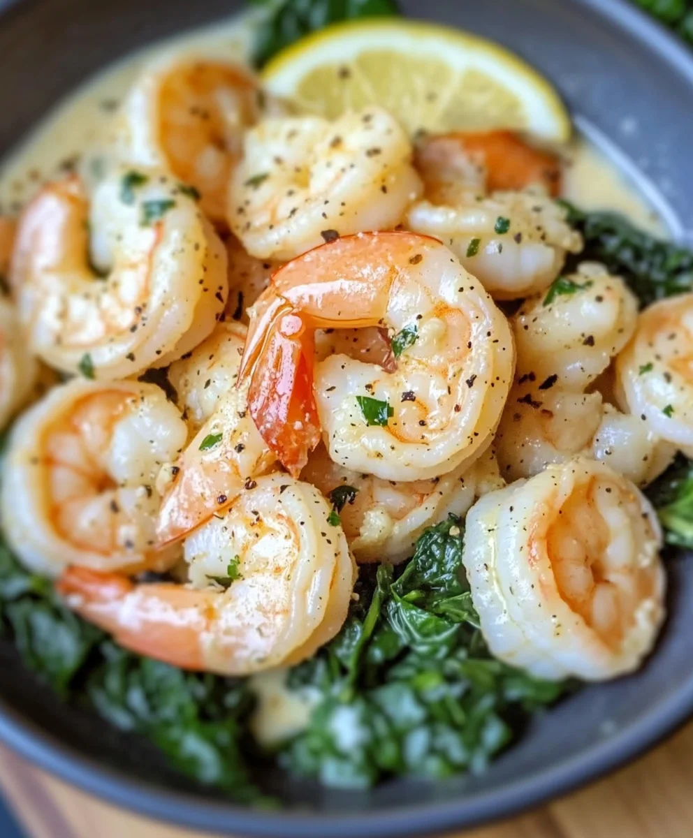 Shrimp and Sauteed Spinach